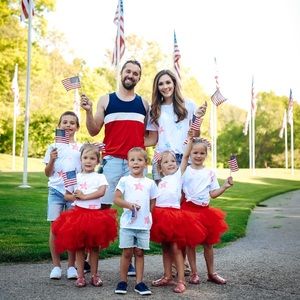 Broke Down Clothing Kids Unisex Red White + Blue Stars Tee